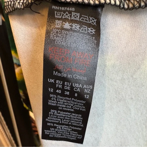 Karen Millen Jersey Abstract Floral Print Long Sleeve Midi Dress SIZE 8 - Picture 11 of 11